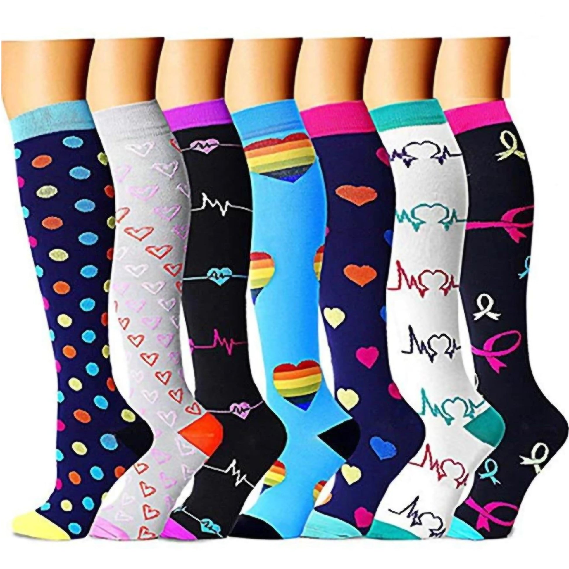 Quality Compression Socks Pack 10 (6 Pairs + 4 Pairs Free) - Best Seller / S/M